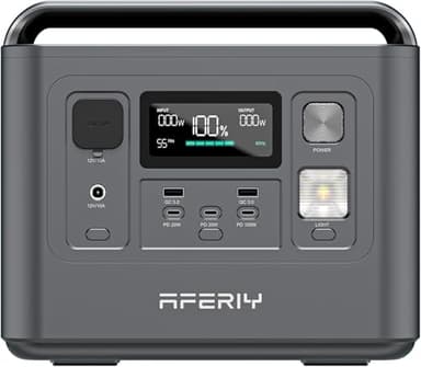 AFERIY Estacion de Energia portatil 800W Generador Electrico Solar 512Wh Portable Power Station LiFePO4 Generadores Solares para Camping Hogar Viajes Emergencias, Carga Rápida 1 Hora Salida 1600W Pico