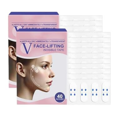 Face Lift Tape Para Rostro, 80piezas Invisible Lifting Facial Parche Para Estiramiento, tiras de lifting facial invisibles, Maquillaje Instantáneo Herramienta Liftings Facials, para reducir papada