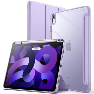 JETech Funda Solo para iPad Air 11 Pulgadas M4/M3/M2 (2026/2025/2024), iPad Air 5/4 (10,9 Pulgadas, 2022/2020) con Portalápiz, Clara Carcasa Trasera Slim Soporte Antigolpes Covera (Púrpura Claro)