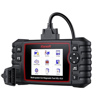 iCarsoft Vol V2.0 OBD2 Máquina Diagnosis Coche para Volvo/SAAB, Escáner de Todo el Sistema, Detector Fallos Coche con 9 Funciones Reinicio, Prueba de Batería, Actualización de por Vida