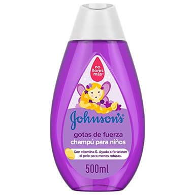 JOHNSON'S Gotas de fuerza Champú para niños, champú infantil que potencia la fortaleza natural del cabello de tu bebé, champú sin sulfatos ni parabenos, 1 bote x 500 ml