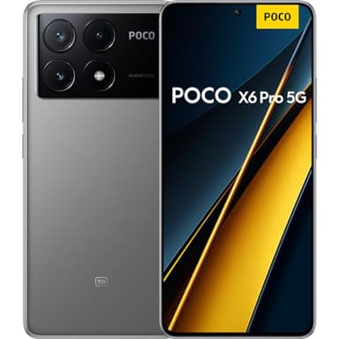 XIAOMI Poco X6 Pro - Smartphone de 12+512GB, Pantalla AMOLED de 6.67” 120Hz 1.5K, MediaTek Dimensity 8300-Ultra, Triple cámara de hasta 64MP, 5000mAh, Gris (Versión ES)