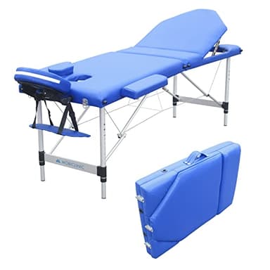 Mobiclinic®, Camilla de Masaje Plegable, CA-01 Plus, Mesa, Reposacabezas, Aluminio y Polipiel, 3 Cuerpos, Fisioterapia, Altura Regulable, 186x60 cm, Portátil, Azul