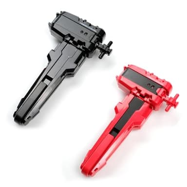 AIBREAY Lanzador X Series con Mango para Peonzas, 2 Piezas Lanzador con Cuerda, Compatible con X Gyro y Spinning Tops de Alta Velocidad, Ideal para Batallas y Competencias (Negro+Rojo)
