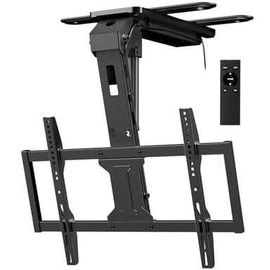 Soporte TV Techo Motorizado 37–75" – Elevador TV Eléctrico Abatible, Mando a Distancia, 45 kg de Carga, VESA 600×400mm, Negro