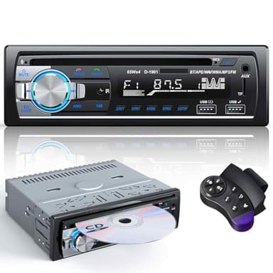 Radio Coche Bluetooth CD DVD, CENXINY RDS/FM Autoradio Bluetooth 5.0 Llamadas Manos Libres Radio Coche 1 DIN con 2 USB/AUX/SD/Reproductor MP3