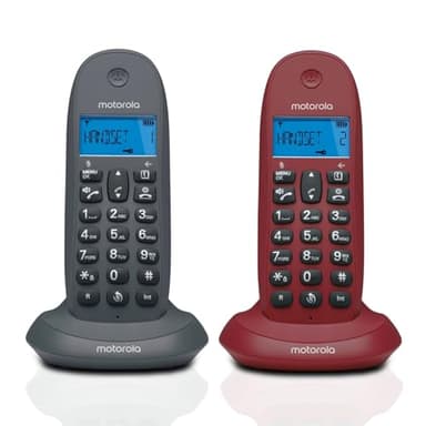 Motorola Voice - C1002GW Teléfono Fijo DECT Inalámbrico con Intercomunicador y Transferencia de Llamadas, Pantalla LED Retroiluminada y Modo Eco, Función Mute, Altavoz Manos Libres