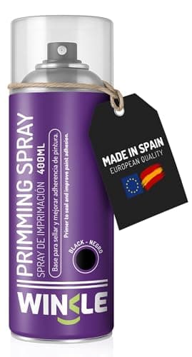 WINKLE Imprimación Spray Negro Mate 400ml para Impresión 3D, Imprimación para Metal, Madera y Plásticos PLA, ABS y PETG, Resinas y PVC, Pintura para Plástico Acrílica, Secado Rápido y Alta Adherencia