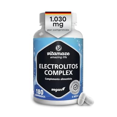 Electrolitos 1.030 mg de potencia (1 al día) Keto Sin Azúcar con Sales Minerales para Deporte, Hidratación y Energía Con Magnesio, Potasio, Calcio y Sodio Vegano,180 Comprimidos para 6 Meses