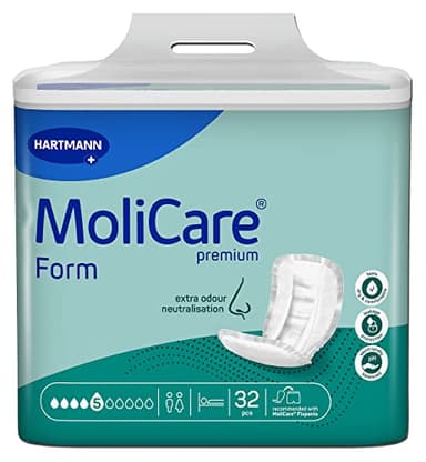 MoliCare Forma premium 5 gotas para incontinencia media: máxima seguridad, protección extra contra fugas y discreción para mujeres y hombres, 32 unidades
