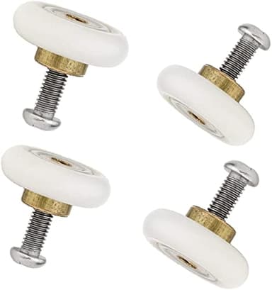 Linwnil 4 rodillos de repuesto para puerta de ducha, corredores, ruedas de 19 mm de diámetro, Acero inoxidable, Latón y Plástico, Blanco