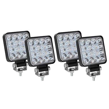 CICMOD 4 Pzs Faro LED Trabajo, 12V 24V 48W 6000lm Focos LED Tractor IP67 Impermeable per Off-Road SUV UTV ATV Camión Cuadrado