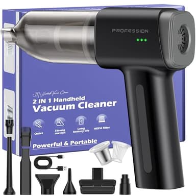 Bemkia Aspirador de Mano Sin Cable, 21000Pa - Mini Aspiradora Coche con 2 Filtros HEPA y 4 en 1 Portátil,Aspirador sin Cable para Coche, para Vehículo, Oficina y Hogar (Negro)
