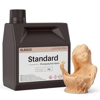 ELEGOO 3D Resina Rápida LCD UV 405nm Curado, Resina 3D para Impresora 3D LCD, Estándar Resina Fotopolímero con Alta Precisión y Baja Contracción, Resin 3d Printer(2000g Beige)