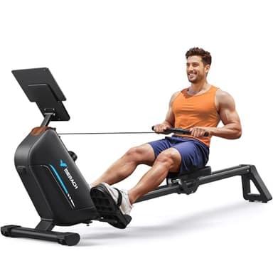 MERACH Máquinas de Remo de Casa, Máquina de Remo Silenciosa con Riel Extendido de 130CM, Potente Máquina de Remo Magnética de 16 Niveles y Capacidad de Carga de 160 kg
