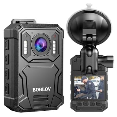 BOBLOV KJ23PRO 2K Cámara Corporal, integrada de 256 GB con visión Nocturna, batería de 4000 mAh para 15 Horas de grabación, IP66, para Fuerzas del Orden, Seguridad y Trabajo al Aire Libre