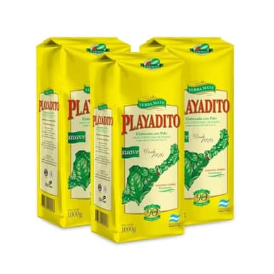 Playadito Yerba Mate 1kg, Paquete de 3, Original de Argentina, Con Palo