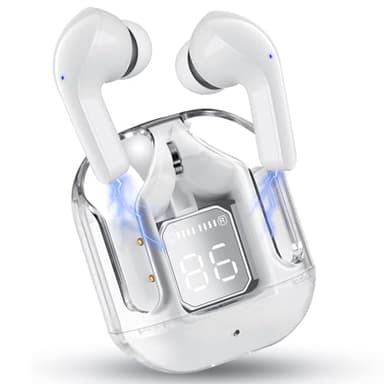 Auriculares Inalámbricos, In Ear Auriculares Bluetooth 5.4 con Cancelacion de Ruido 4 HD Mic, 40H Cascos Inalambricos con Pantalla LED, HiFi Estéreo Deportes Audifonos Inalambricos para iPhone Android