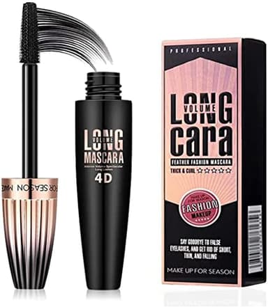 Mascara de Pestañas Waterproof,Máscara de pestañas de fibra de seda 4D, Máscara de pestañas Volumen y Longitud,a prueba de manchas sin grumos para maquillaje,Dura todo el día,10 ml