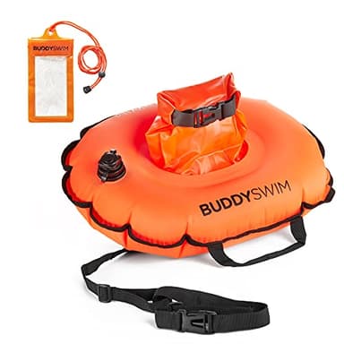 BUDDYSWIM Boya Natacion Aguas Abiertas Hydrastation 10 L con Bolsa Estanca Central de Fácil Acceso para Guardar Pertenencias, Botella de Agua o Comida. Incluye Funda Impermeable para Móvil.