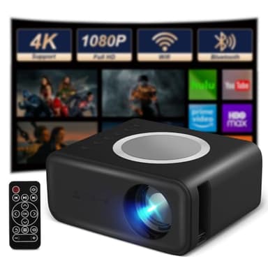 Vehoukli Proyector Portátil WiFi Bluetooth,Proyector De Video Full HD 1080P,Tamaño De Proyección De 16 A 100 Pulgadas, Mini Proyector,Proyector para Teléfonos,Tabletas,Computadoras Portátiles,TV