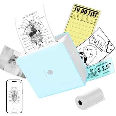 Phomemo Impresora de Bolsillo M02 Mini Impresora Bluetooth portátil térmica con y Cable USB, Compatible con Android y iOS, para Diario, Estudio, Bricolaje, Verde