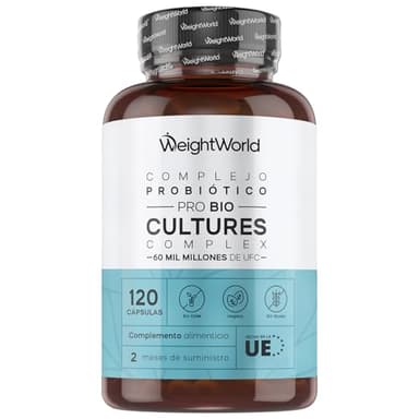 Prebióticos y Probióticos Intestinales con 20 Cepas Bacterianas, 2 Meses de Suministro, 120 Cápsulas - 60 Mil Millones UFC, Con Inulina y FOS en Polvo, Apto para Veganos, Sin Lactosa y Sin OGM