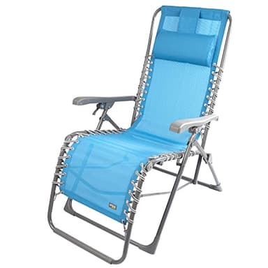 AKTIVE 61079 - Silla de Playa Plegable antivuelco, Estable, Resistente, Peso máximo 150 kg., Material textileno, reclinable con Ajuste de posición, Medidas 52 x 73 x 106 cm