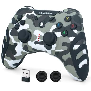 DoJoZone Mando PC Inalámbrico, Mandos PC PS3 Gamepad con Hall Joystick(SIN DRIFT)/Doble Vibración, 2,4G Mandos Gaming para Windows 11/10/ 8/7, PS3, Steam, Laptop, Raspberry Pi, Android TV/TV Box