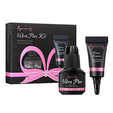 Pegamento para Extensión de Pestañas Pelo a Pelo Ultra Plus Lash Adhesivo Negro 3-4s Secado Rápido 5ml con Crema Removedor 3g para Individual Semi Permanent Lash Extension Beauty7