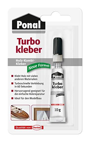 Cola Ponal Turbo, tubo con 10 g de cola para madera súper fuerte, cola combinada resistente al agua para el modelismo y para pegar madera con otros materiales.