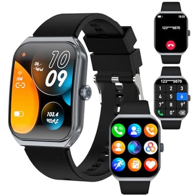 OBEST Reloj Inteligente Hombre y Mujer, smartwatch con función de teléfono Bluetooth, Pantalla Curva HD 1,95 Pulgadas, podómetro, pulsómetro, Monitor de sueño, Monitor de Fitness, IP68 Resistente
