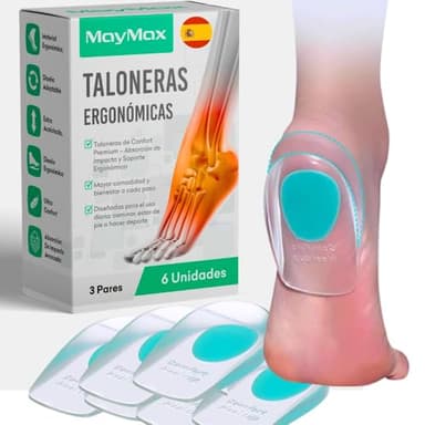 Pack de 6 Taloneras para Proteger del Dolor, Fascitis Plantar, Espolón Calcaneo y Tendinitis Aquiles | Soporte Ergonomico y Absorción de Impactos | Plantillas de Silicona para Hombre y Mujer