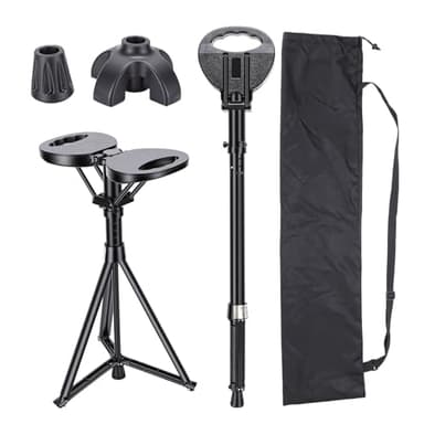 HISUEKIG Bastón Mejorado con Asiento, Silla Bastón Plegable Adulto Portátil, Ajustable para Personas Mayores para, Ancianos, Discapacitados, Ayuda contra La Movilidad Viajes Al Aire Libre