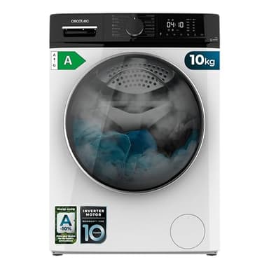 Cecotec Lavadora 10Kg Carga Frontal Bolero DressCode 10610 Inverter A. 1400 RPM, Steam Max, Motor Inverter Plus, 15 Programas, OnSmart, Smooth Wash, Stop&Go, Goma Antibacteriana, Drum Clean