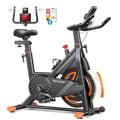 2025 Toputure Bicicleta Estatica con Pulsómetro y APP, Bici Estatica Profesional Ultra Silenciosa y Estable, Asiento Cómodo, Soporte para Tableta y Portabotellas, Volante 15 KG, MAX 160KG