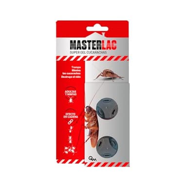 MASTERLAC - Super Gel Cucarachas Trampa - 2 Uds - Elimina Todo Tipo de Cucarachas y Destruye Nido - Gel Gran Poder Atrayente - Elimina Adultas y Ninfas - Efecto en Cadena - Eficacia Total