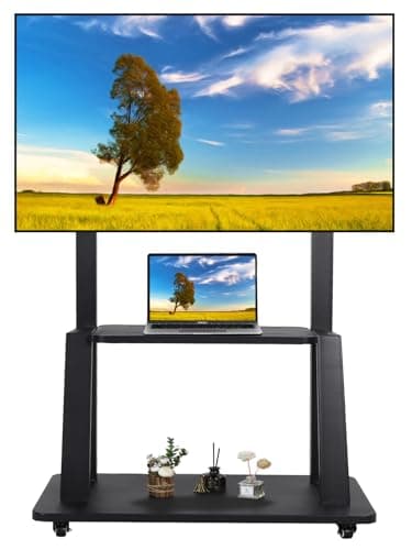 Soporte de TV con Ruedas para móvil Resistente de 32 a 75 Pulgadas Pantallas Planas LCD LED OLED Soporta hasta 45 kg Soporte de TV Portátil con Ruedas con Estante de Altura Ajustable Negro
