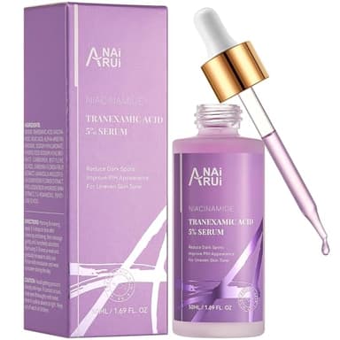 ANAiRUi 5% Sérum de Ácido Tranexámico 50 ml, Tranexamic Acid Serum Facial con Niacinamida y Ácido Hialurónico, dirigido a la Manchas, Hiperpigmentación