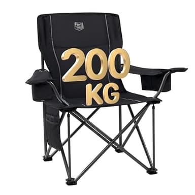 TIMBER RIDGE Silla de Camping Plegable Adulto Ultragrande Soporta 200kg Silla Plegable Acolchada con Portavasos y Bolsa Refrigeradora Cómoda para Acampar Jardín Balcón Playa Pesca