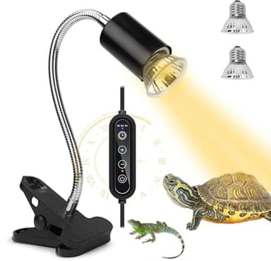 ROXIIFEE Lámpara calefactora de tortugas reptiles, kit iluminación tortuga acuario incluye E27 25 W 50 W UVA UVB, para reptiles, anfibios y tortugas