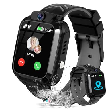 JUBUNRER Reloj Inteligente Niño Smartwatch Niños con GPS y Llamadas Teléfono Despertador SOS Juego Resistente Al Agua Modelo de Clase Reloj Inteligente Niña Digital Regalo-