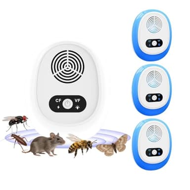 UvuZanthic Repelente Ultrasónico de Plagas, 4ud, Plug & Play, Silencioso, Ahuyentador Eléctrico para Ratas, Cucarachas, Mosquitos, Alternativa Ecológica, Enchufe Tipo C CEE 7/16 EU