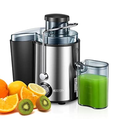 Juilist Licuadora para Verduras y Frutas, 600W Exprimidor Centrífugo Fácil Limpieza Con 65MM XXL de Boca Ancha y 2 Velocidades, Extractor de Jugos con Pies Antideslizante, Antigoteo