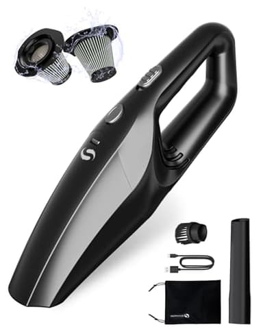 SERVOMASTER Aspirador De Mano Potente, Aspirador Coche 12000Pa Recargable, Aspiradora De Mano Sin Cable Pare Filtro HEPA, Mini Aspiradora Coche para Hombres Mujeres, para Coche, Casa, Pelo De Mascota