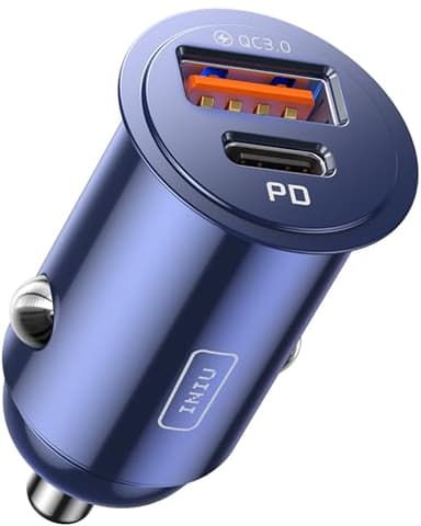 INIU Cargador Coche Carga Rápida 60W Accesorios Coche Interior para iPhone 16 15 Pro MAX Samsung S25 Xiaomi, Cargador Mechero Movil USB C 12V Gadgets Car para Camper Furgoneta Camion Fiat Peugeot Azul