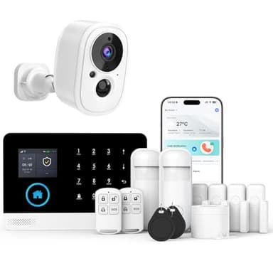 Sistema de Alarma inalámbrico 4G+WiFi con cámara Exterior: configuración rápida y Sencilla, sin cuotas mensuales, Control Mediante App para la Seguridad del hogar