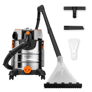 Zeegma ZONDER Pro Aqua Aspirador en seco y húmedo 1400 W, para Alfombras Coche Tapicería Escaleras, Depósito de Agua Limpia de 4 L, Juego de Filtros y Boquillas de Lavado