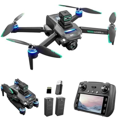 OBEST Drone GPS con Cámara 4K Adultos con Tarjeta SD, 5G FPV Dron Plegable Mando Distancia con Pantalla UHD 5.9", 2 Batería 40Min, Estabilizador Auto Seguimiento Retorno Follow Me, RC Helicóptero