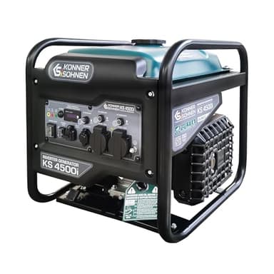Generador inverter de gasolina K&S, potencia máx. 4500W, USB QC 3.0, Type-C, Eco-mode, pantalla LED, 4 tiempos, 12 V, 2×230 V tomas de corriente, Könner & Söhnen KS 4500i